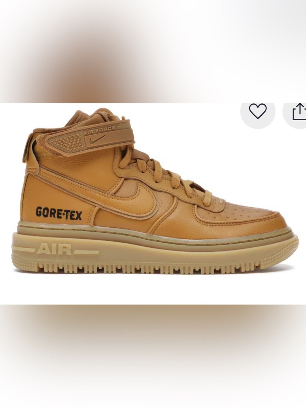 NWT NIKE MENS NIKE AIR FORCE 1 HIGH GOTE-TEX BOOT/SNEAKER IN FLAX, 7.5